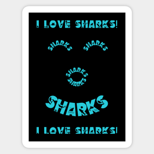 I Love Sharks! Smiley Face Sticker